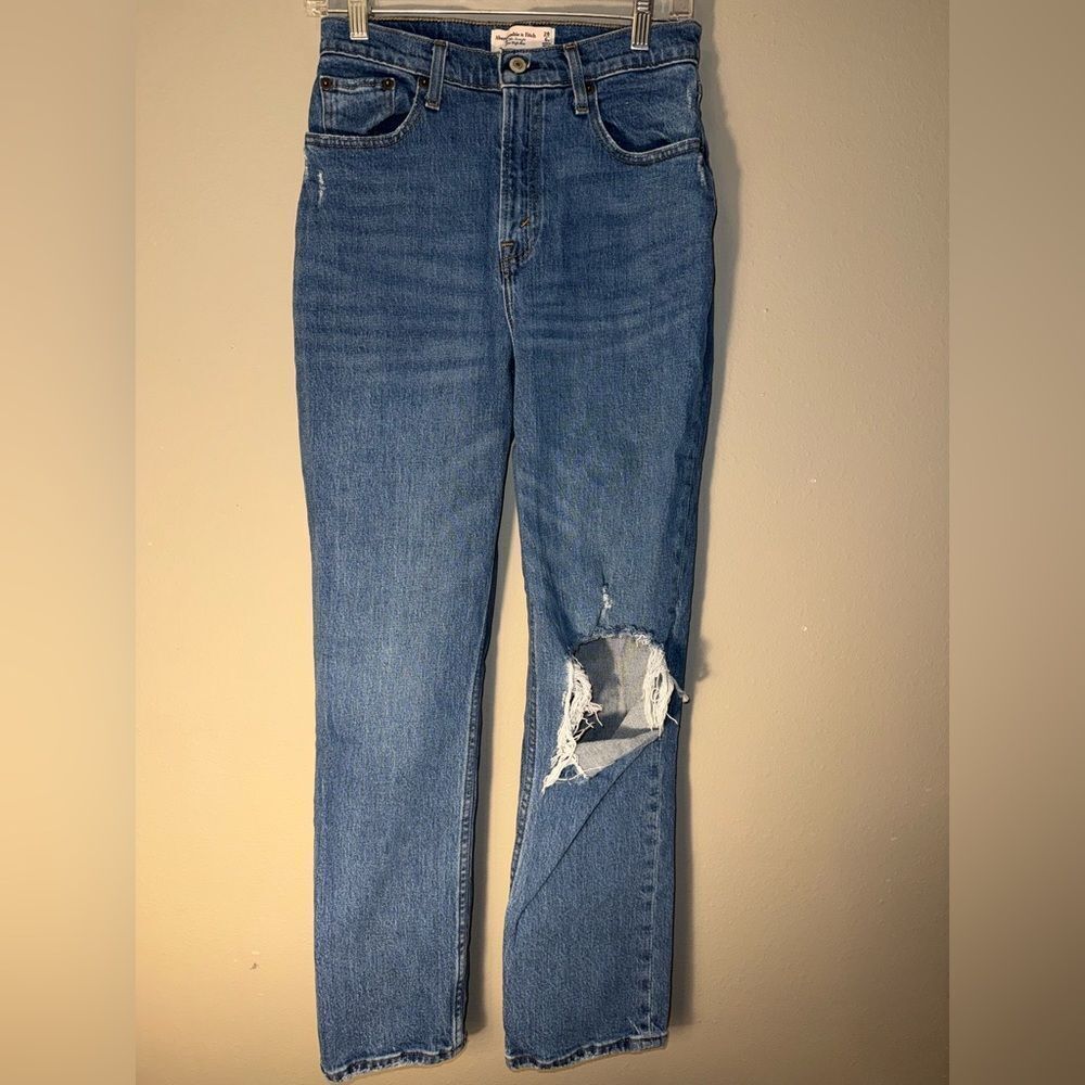 Abercrombie & fitch curve love 90’s straight ultra high rise jeans 6/28 Short #7